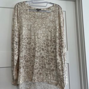 J Jill size large white and tan burnout long sleeve t shirt. Preworn